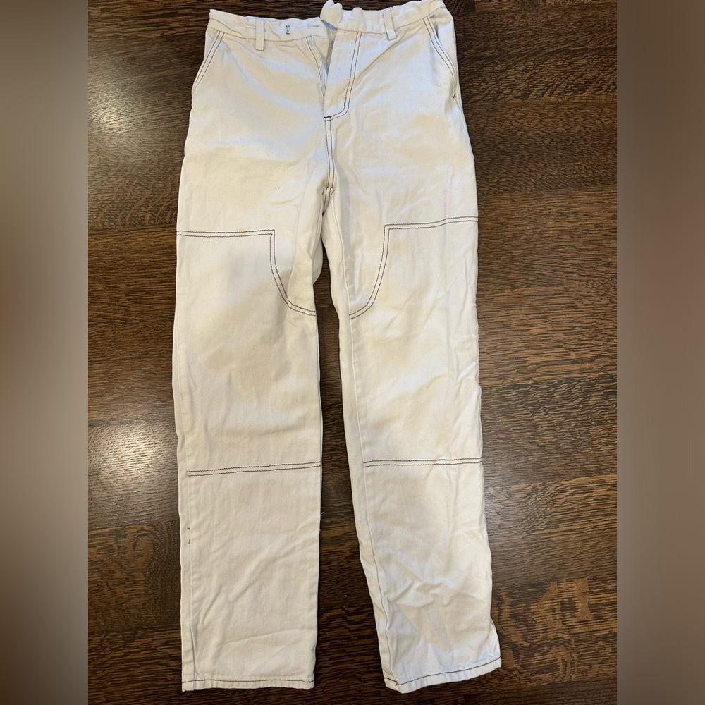 White carpenter jeans